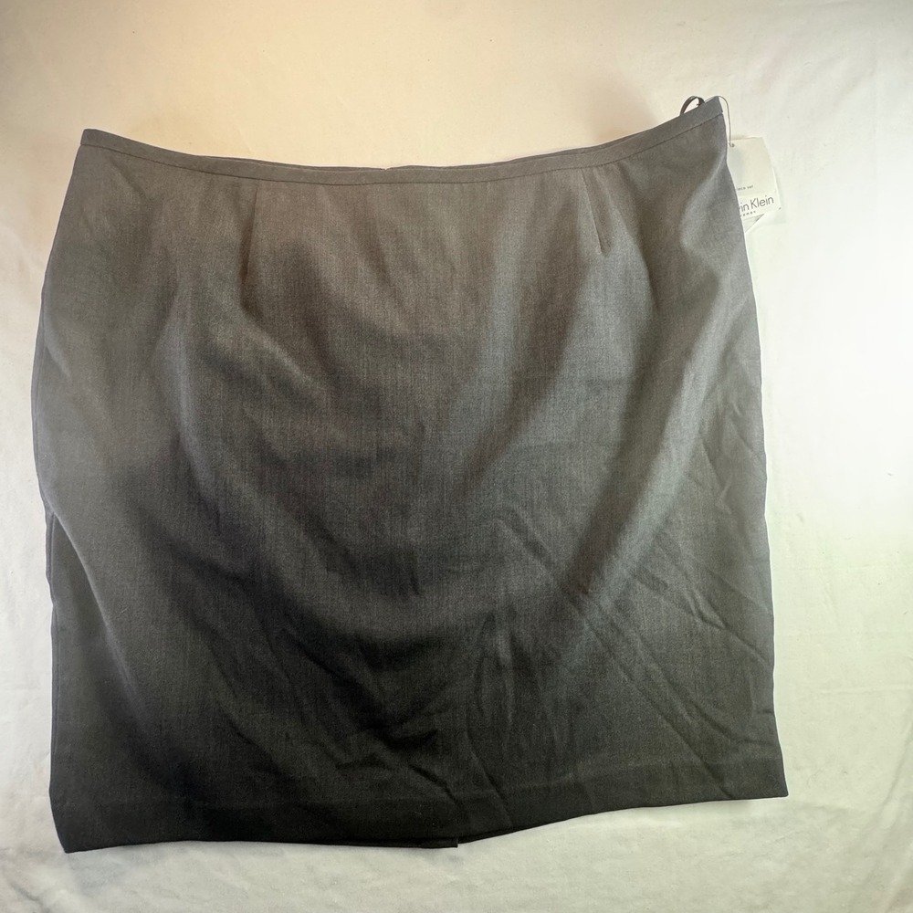 Calvin Klein Pencil Skirt Womens 22W Gray Polyester Blend Stretch Lined Business